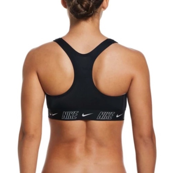 NWT Nike Swim Racerback Logo Banded Sports Bikini Top - Picture 2 of 9